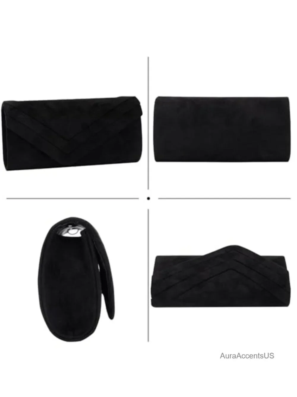 Suede Envelope Clutch Purse with Chain Strap for Weddings and Evening Events